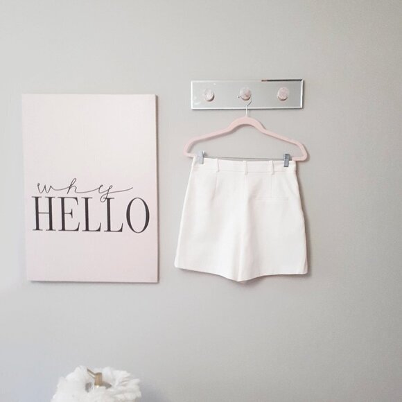 NWT Zara off-white ivory high waisted buttoned front tailored Bermuda shorts, L - Picture 9 of 11